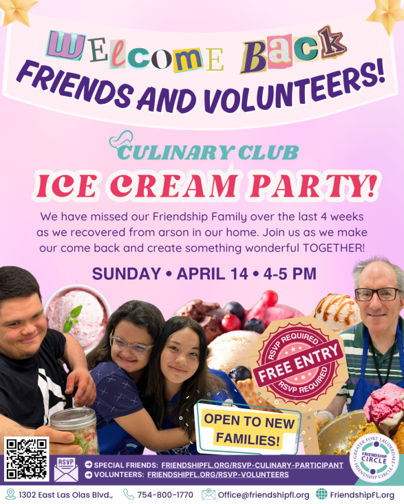 Culinary Club Welcome Home Event - Ice Cream Party April 14